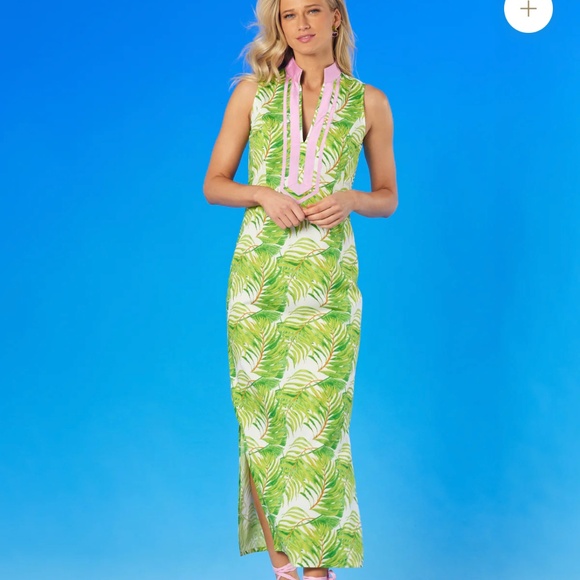 NWT NICoBLU Ashley Sleeveless Long / Maxi Dress in Palm Print Size 12 - Picture 1 of 7